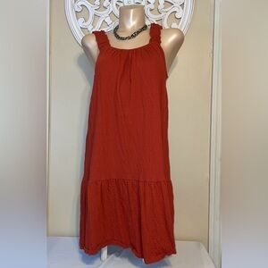 Wonderly women’s dress large mini ruffle red orange sleeveless stretch